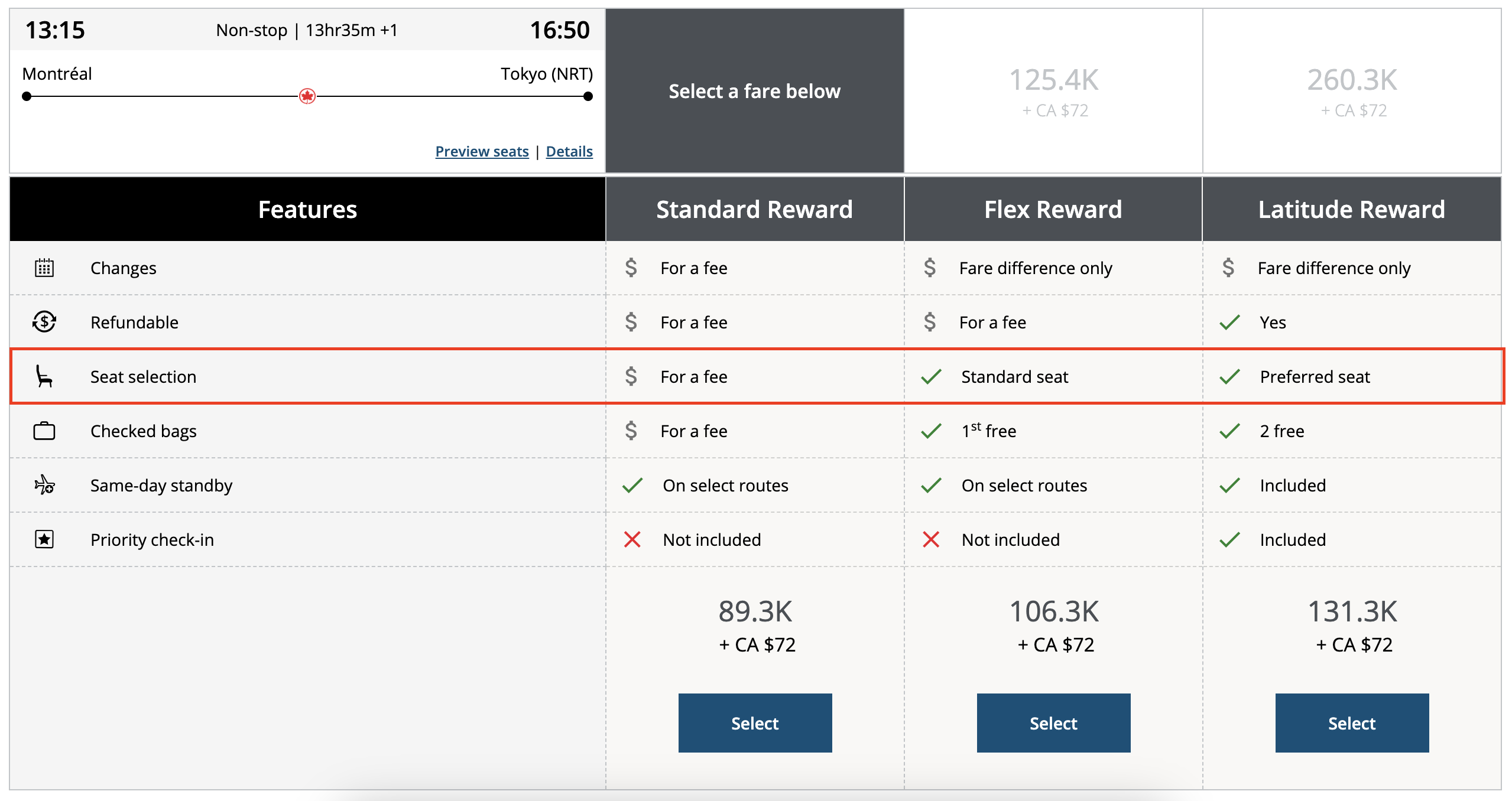 Air Canada suspends free seat selection at check-in - air-canada-classe-tarifaire-sieges-fr
